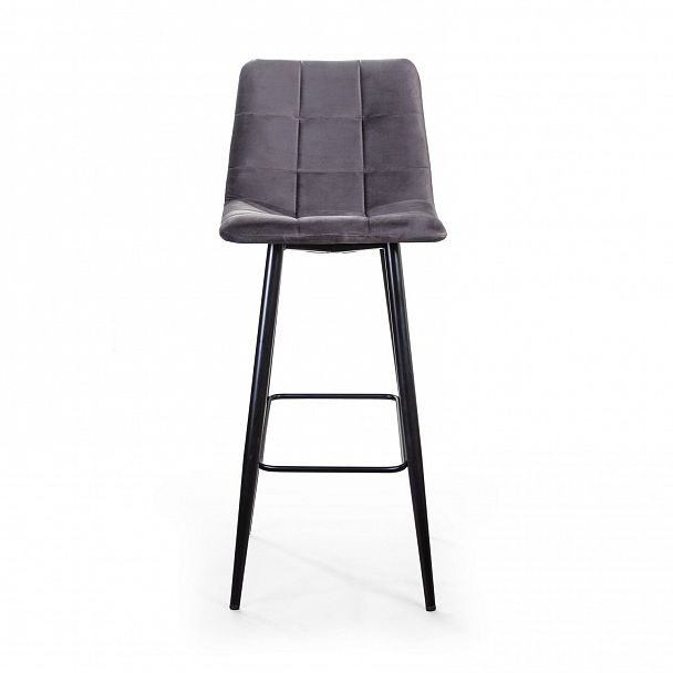 Стул барный UNO, бархат серый 27 / чёрный конус - Вид 3