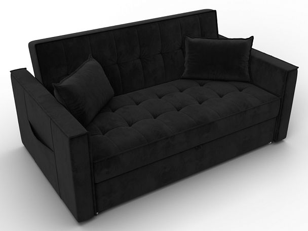 Диван прямой Лига-104 (140) Велюр черный - Вид 6