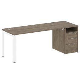 Metal System Quattro Р. ст. с тумбой на П-образном м/к 50БП.РС-СТП-1.4 Вяз/Белый металл 2012*720*750 - Фото предпросмотра