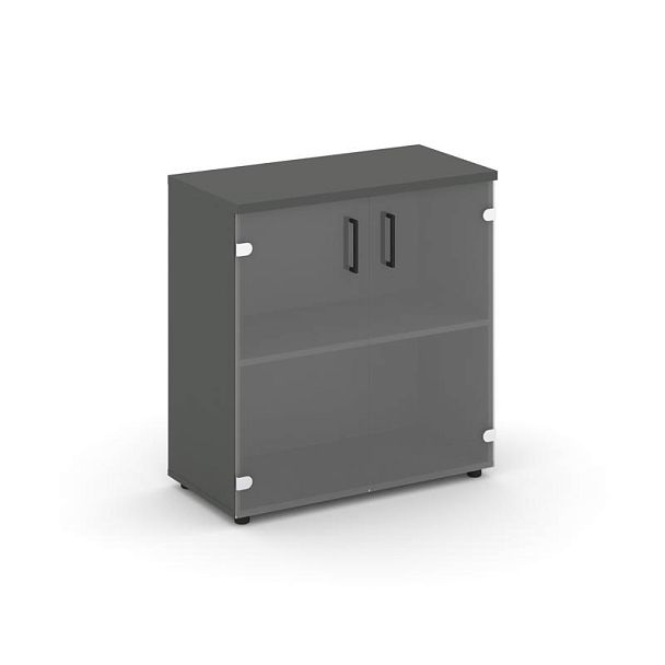 Стайл Проджект Шкаф низкий широкий SN.STS.E-302 Антрацит/Прозрачный/Черный Ручки 796*400*833 - Вид 1