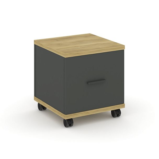 Concept Тумба мобильная 1 распаш. фасад CN.TUM-007 A Дуб Винченцо/Антрацит/Металл Антрацит 420*420*448 - Вид 1