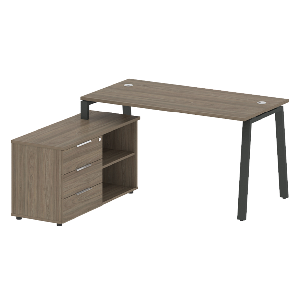 Metal System Р. ст. с тумбой на А-образном м/к БА.РС-СТС-2.3 (L) Вяз/Антрацит металл 1500*1520*750 - Вид 1