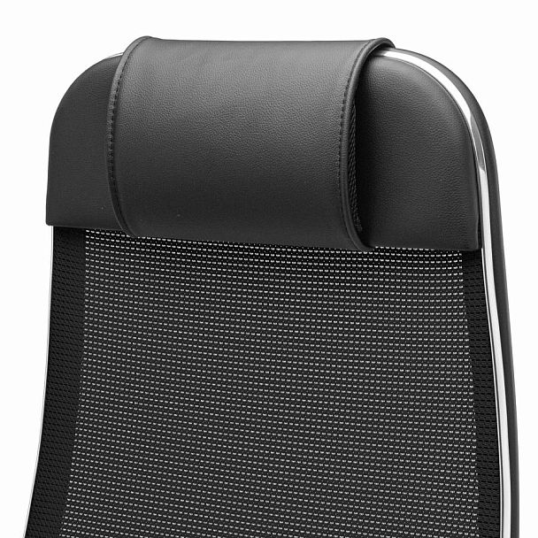 Кресло офисное МЕТТА "К-12", хром, ткань-сетка, сиденье и спинка регулируемые, черное - Вид 10