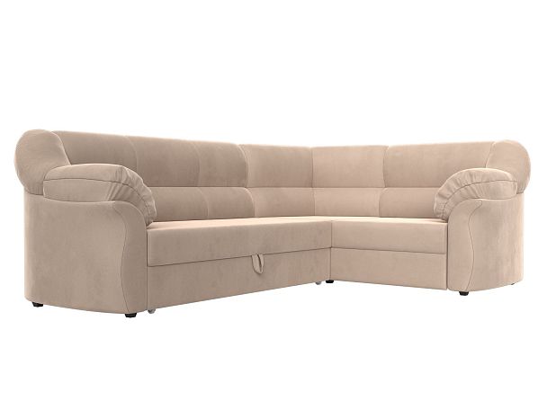 Диван угловой Карнелла правый (полностью велюр бежевый) - Вид 3