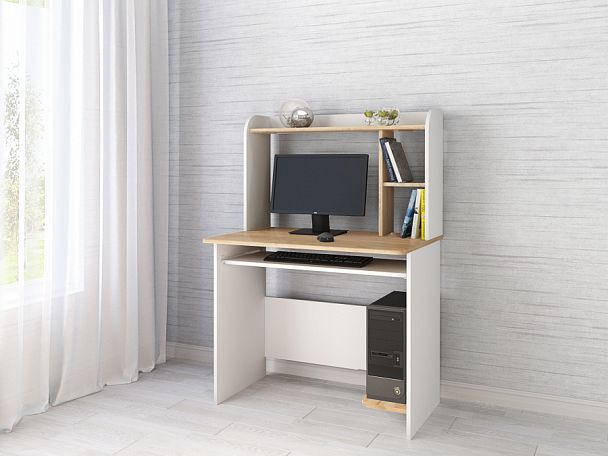 Стол компьютерный Грета-2 (1300х900х600) белый/дуб крафт золотой - Вид 1