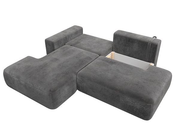 Диван угловой Лига-036 НПБ Модерн левый угол Велюр серый - Вид 8
