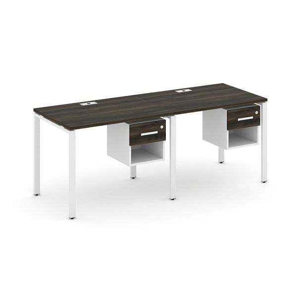 Concept Рабочая станция односторонняя с подвес. тумбами 2 места CN.ORS-117 W Дуб Мали/Белый Бриллиант/Металл Белый 1960*720*750 - Вид 1