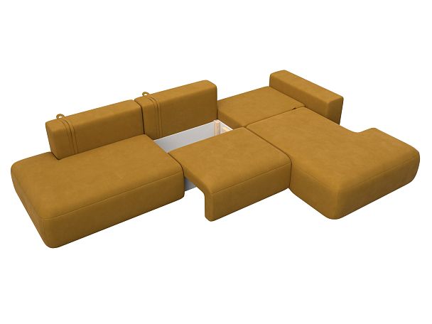 Диван угловой Лига-036 НПБ Модерн Лонг правый угол Велюр желтый - Вид 8