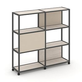 Shelf Mobile Стеллаж 4 уровня 2 секции VR.LT-STK-414.08 Денвер Светлый/Металл Антрацит/W-04 1570*400*1523 - Фото предпросмотра