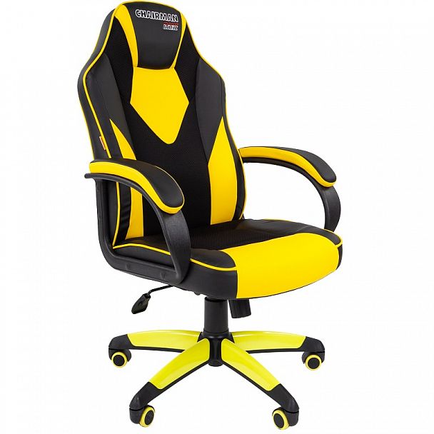 Кресло CHAIRMAN GAME 17, экокожа, черный/желтый - Вид 1
