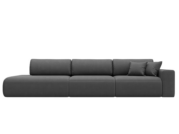 Диван прямой Лига-036 НПБ Модерн Лонг подлокотник справа Искусственная замша серый - Вид 2