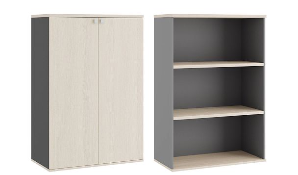 Шкаф средний закрытый Tess 90x45x135 дуб шамони светлый - Вид 1