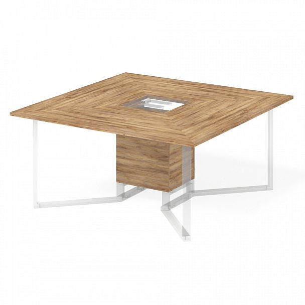 Стол для переговоров на 8 человек квадратный "Компьютерные столы"  ПК-ФРМ-СТГ160Х160-В2-1077 таксония медовая - Вид 1