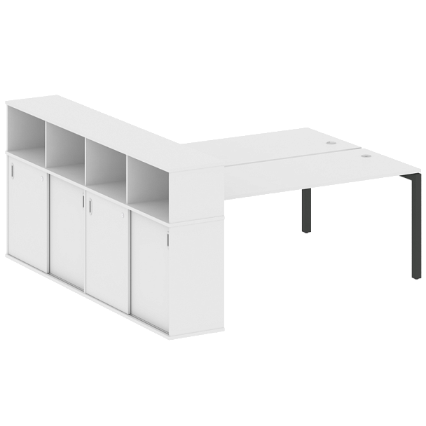 Metal System Quattro Р. ст. с шкафом-купе на П-образном м/к 50БП.РС-СШК-4.5 Т Белый/Антрацит металл 2210*2332*1098 - Вид 1