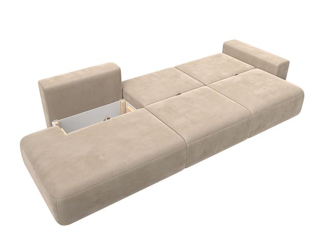 Диван прямой Лига-036 Модерн Лонг подлокотник справа Велюр бежевый - Вид 9