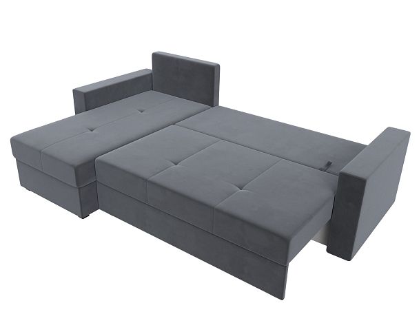 Диван угловой Верона Лайт угол левый (полностью велюр серый) - Вид 8