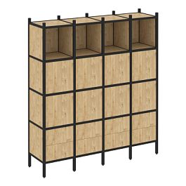 Loft Прямой стеллаж наборный VR.L-09 Тиквуд светлый/Чёрный металл 1694*446*1869 - Фото предпросмотра