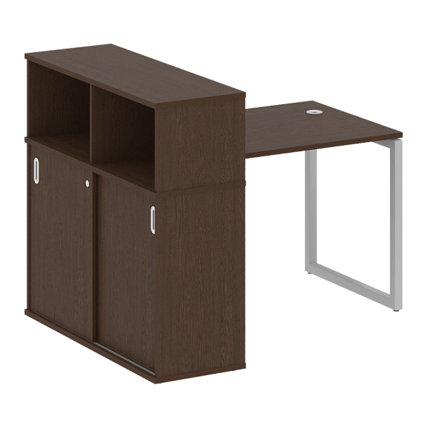 Metal System Quattro Стол письменный с шкафом-купе на О-образном м/к 40БО.РС-СШК-3.1 Т Венге/Серый металл 1410*1120*1098 - Вид 1