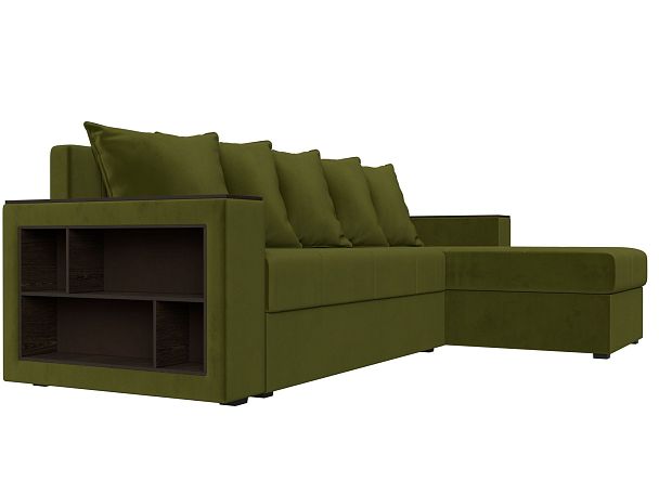 Диван угловой Дубай Лайт угол правый (полностью микровельвет зеленый) - Вид 3