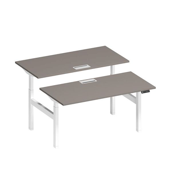 Рабочая станция на электроприводе с заглушками Elevo А2 БГ 103 МП мокко премиум / белый гладкий - Вид 1