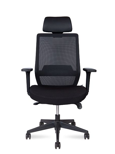 Кресло офисное / Mono black / черный пластик / черная ткань / черная сетка - Вид 2