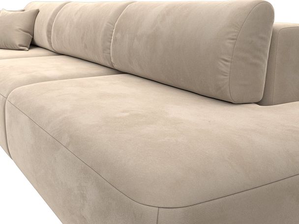 Диван прямой Лига-036 Модерн Лонг подлокотник слева Велюр бежевый - Вид 3