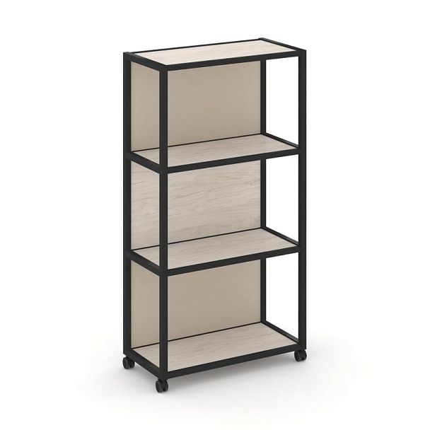 Shelf Mobile Стеллаж 4 уровня 1 секция VR.LT-STK-404.10 Денвер Светлый/Металл Черный/W-04 1000*400*1523 - Вид 1