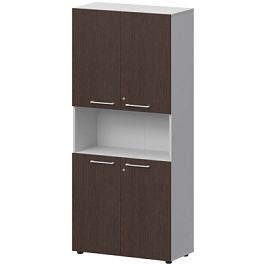 Шкаф высокий полузакрытый СМШ58.2.28F(Б) Дуб венге/Белый 792x380x1990 Кортез - Фото предпросмотра