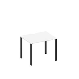 Стол письменный на металлокаркасе, столешница с вырезом Space+ А1 ЧР 022.2 БП белый премиум / черный гладкий - Фото предпросмотра