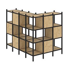 Loft Угловой внешний стеллаж наборный VR.L-52 Тиквуд светлый/Чёрный металл 1694*1278*1458 - Фото предпросмотра