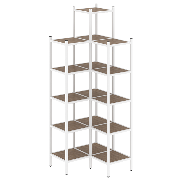 Loft Угловой внутренний стеллаж наборный VR.L-46 Дуб аризона/Белый металл 862*862*2280 - Вид 1