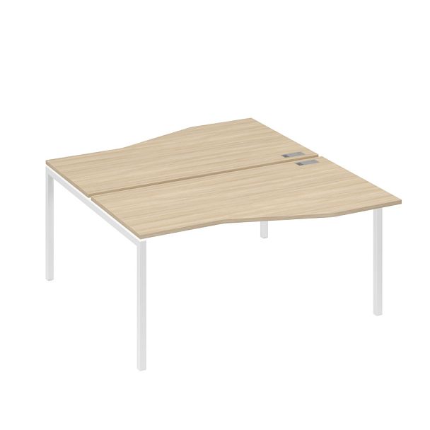 Станция со столами Техно эргономичными (2х160) каркас DUE A4 А4 Б2 191 БП дуб скандинавский / металлокаркас белый - Вид 1
