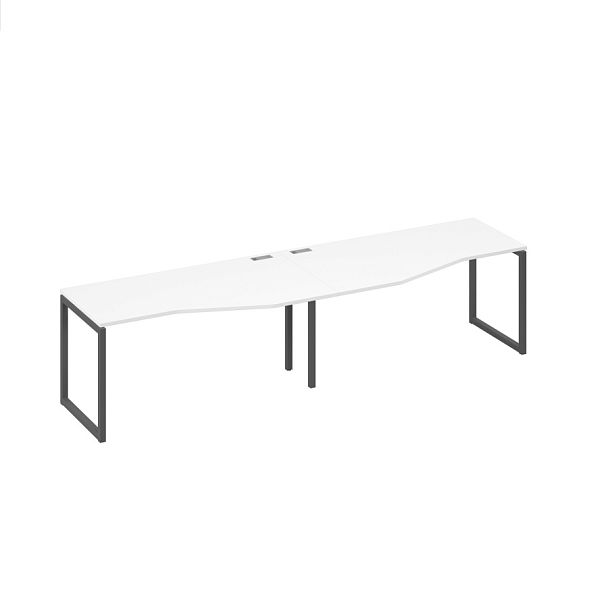 Рабочая станция столы Техно на металлокаркасе DUE (2х160) A4 А4 Б2 065-2 БП белый премиум / металлокаркас антрацит - Вид 1