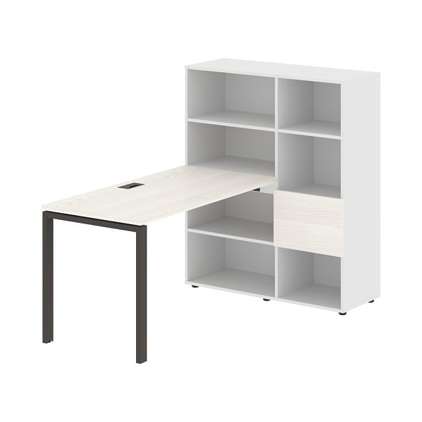 Стол-стеллаж EURST 1113 Ясень Траун/Мокко/Белый 1790х1120х1355 EDIS - Вид 1