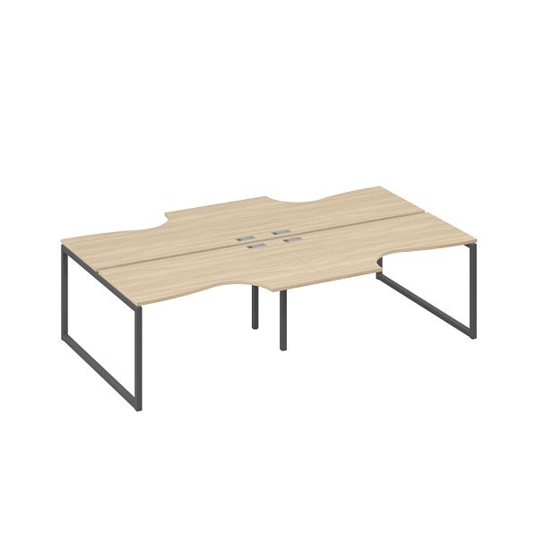 Рабочая станция (4х140) столы Классика каркас QUATTRO A4 А4 Б4 184-2 БП дуб скандинавский / металлокаркас антрацит - Вид 1