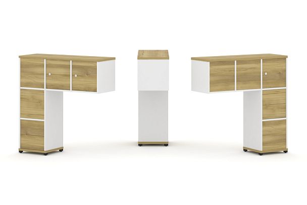 Concept Надставка низкая CN.DNN-005 Дуб Винченцо/Белый Бриллиант/Металл Черный 1099*365*1130 - Вид 1