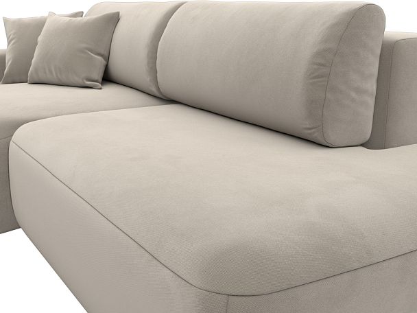 Диван угловой Лига-036 Модерн левый угол Микровельвет бежевый - Вид 2