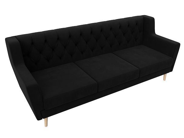 Прямой диван Брайтон 3 Люкс (полностью микровельвет черный) - Вид 5