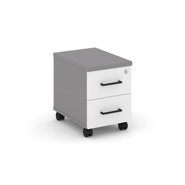 Стайл Проджект Тумба мобильная 2 ящика. Стандартные колеса. Задняя стенка ЛХДФ SN.TM-003 Серый Пепел - Вид 1