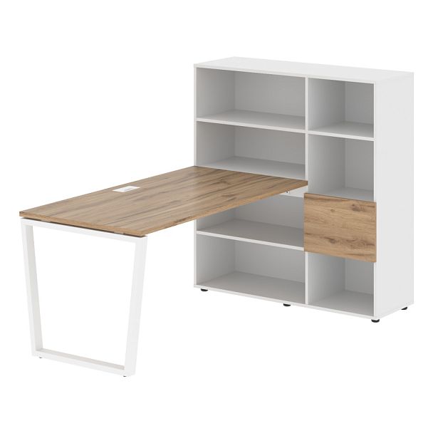 Стол-стеллаж EVRST 1215 Дуб Денвер светлый/Белый/Белый 1990х1250х1355 EDIS - Вид 1
