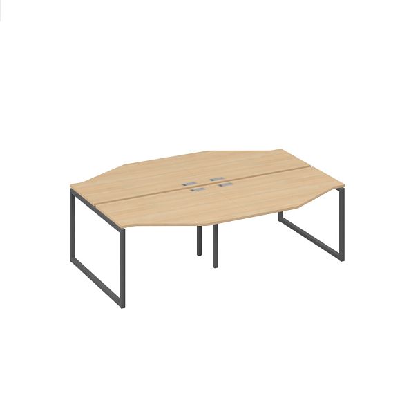 Cтанция QUATTRO столы Техно 4х120 эргономичные A4 А4 Б4 186-2 БП натуральный дуб / металлокаркас антрацит - Вид 1