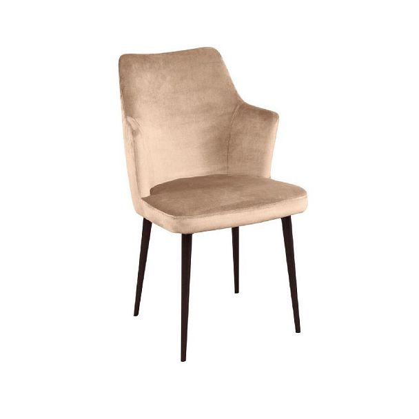 Стул с подлокотниками Hunt, бархат бежевый 5 / чёрный конус - Вид 1