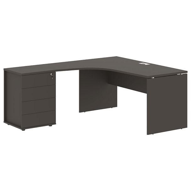 Стол эргономичный с тумбой EDCET 1518(L) Мокко/Белый 1560х1880х750 EDIS - Вид 1