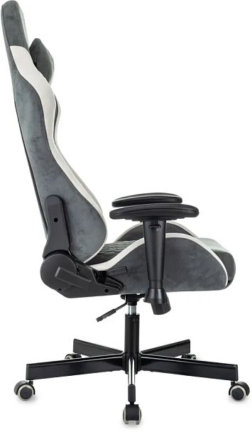 Кресло игровое Knight Regal Fabric серый/светло-серый искусственная замша крестов. металл - Вид 2