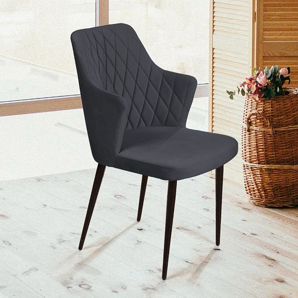 Стул с подлокотниками Hunt ромб, бархат 03 / чёрный конус - Вид 8