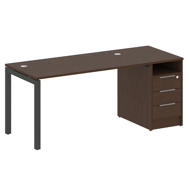 Metal System Quattro Р. ст. с тумбой на П-образном м/к 50БП.РС-СТП-1.3 Венге/Антрацит металл 1812*720*750 - Вид 1