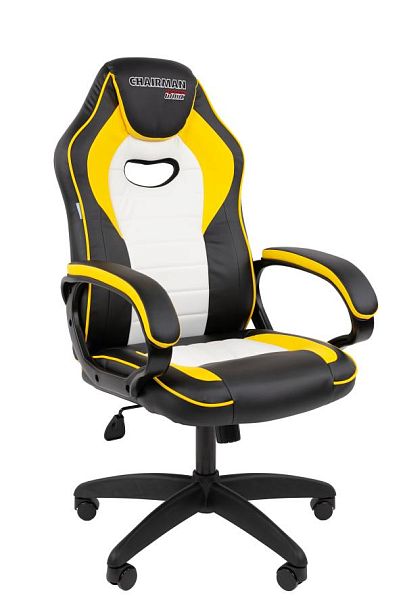 Кресло Chairman game 16 Россия экокожа черный/желтый/белый - Вид 1