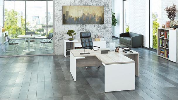 Стол рабочий правый Zion 160x100x74 орех - Вид 6