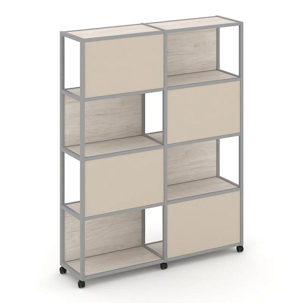 Shelf Mobile Стеллаж 5 уровней 2 секции VR.LT-STK-516.06 Денвер Светлый/Металл Серый/W-04 1170*400*2000 - Вид 1