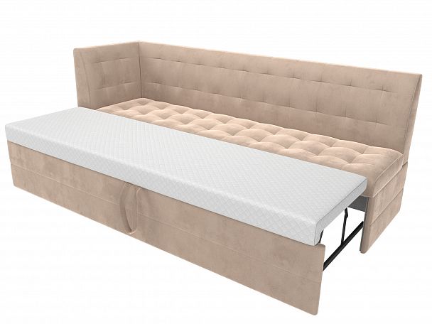 Кухонный диван Бриз с левым углом (полностью велюр бежевый) - Вид 6